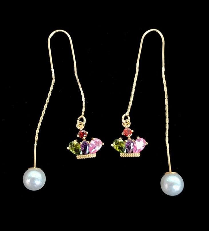 OLE 0114 -18K Gold Filled Oro Laminado DANGLE EARRINGS, EARRINGS, NEW - KUANIA