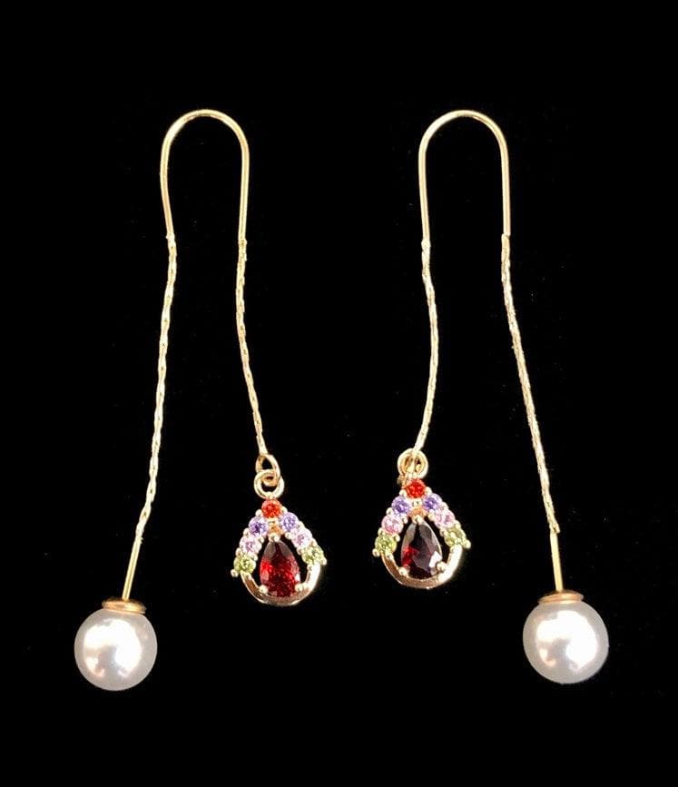 OLE 0121 -18K Gold Filled Oro Laminado DANGLE EARRINGS, EARRINGS, NEW - KUANIA