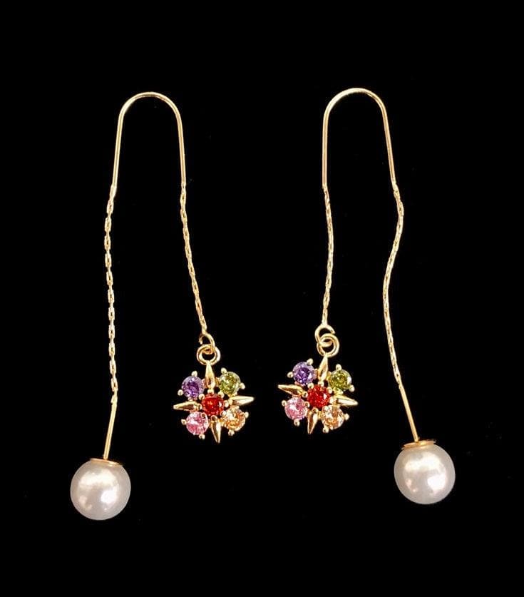 OLE 0130 -18K Gold Filled Oro Laminado DANGLE EARRINGS, EARRINGS, NEW - KUANIA