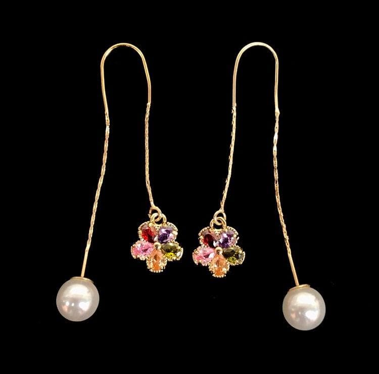 OLE 0135 -18K Gold Filled Oro Laminado DANGLE EARRINGS, EARRINGS, NEW - KUANIA