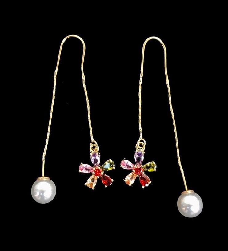 OLE 0136 -18K Gold Filled Oro Laminado DANGLE EARRINGS, EARRINGS, NEW - KUANIA