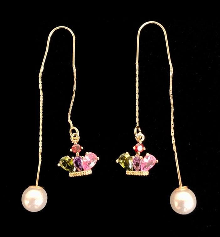 OLE 0137 -18K Gold Filled Oro Laminado DANGLE EARRINGS, EARRINGS, NEW - KUANIA