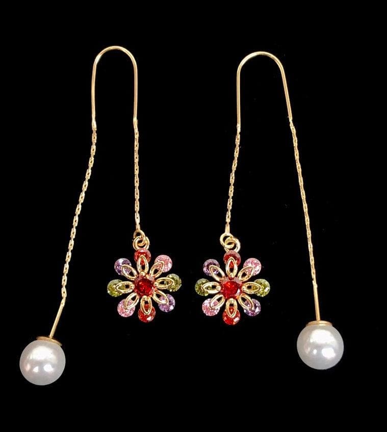 OLE 0139 -18K Gold Filled Oro Laminado DANGLE EARRINGS, EARRINGS, NEW - KUANIA