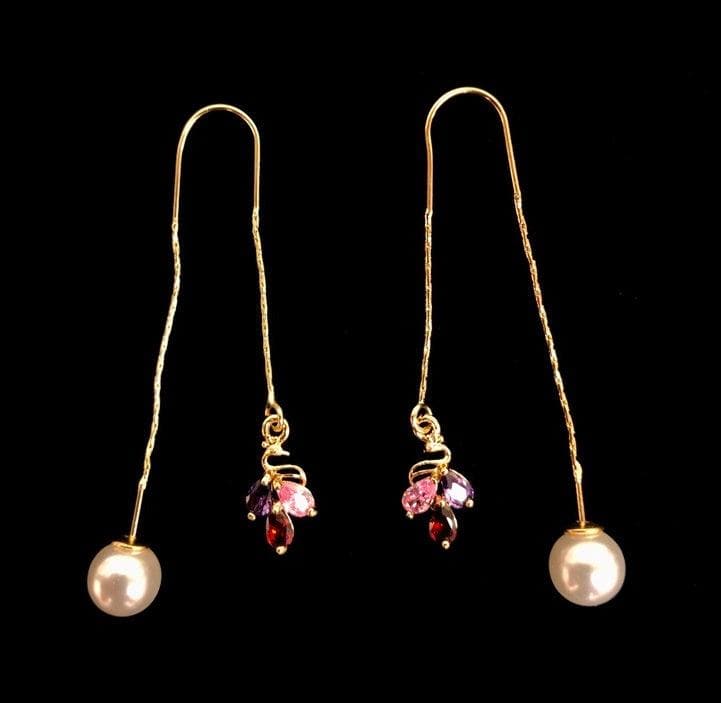 OLE 0140 -18K Gold Filled Oro Laminado DANGLE EARRINGS, EARRINGS, NEW - KUANIA