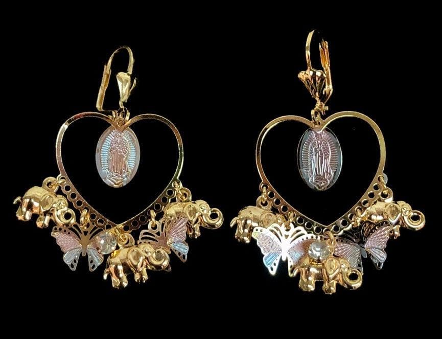 OLE 0152 -18K Gold Filled Oro Laminado DANGLE EARRINGS, EARRINGS, NEW - KUANIA