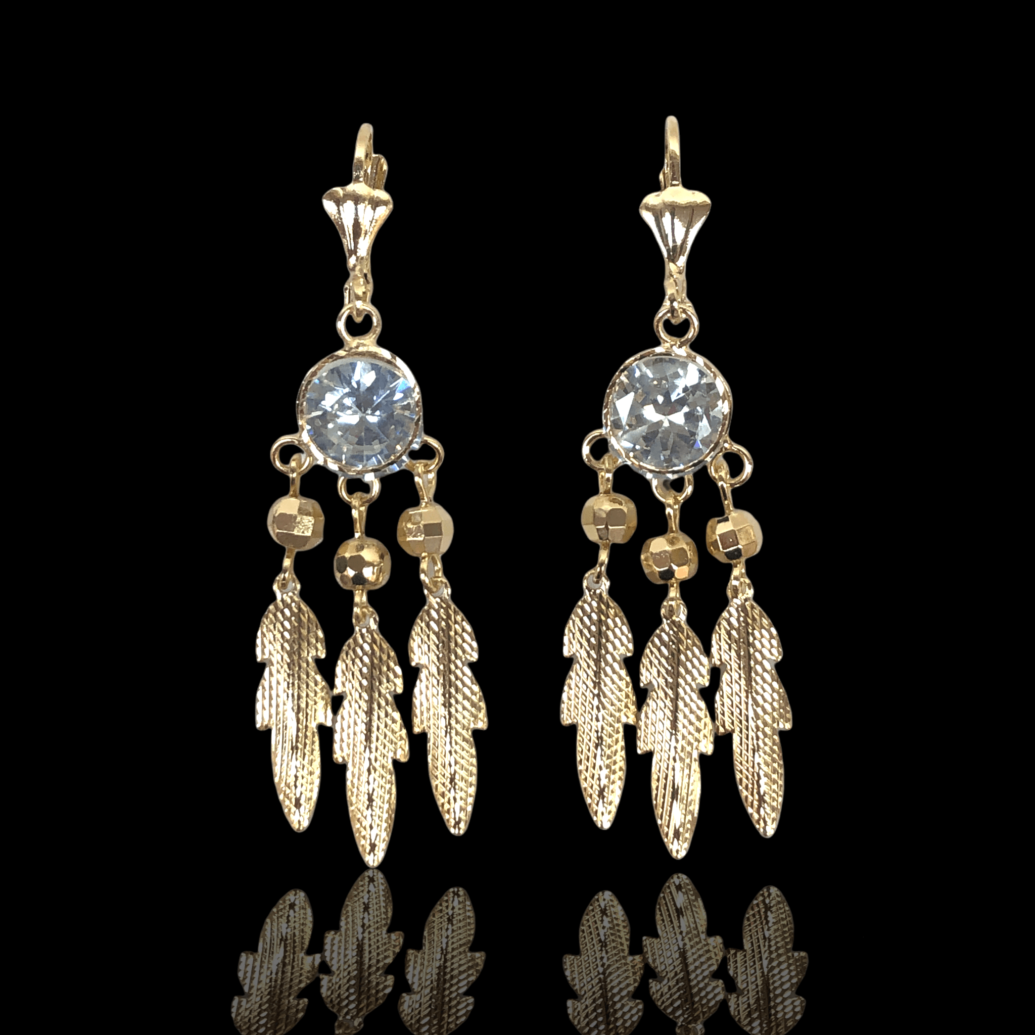 OLE 0156 -18K Gold Filled Oro Laminado EARRINGS, NEW - KUANIA