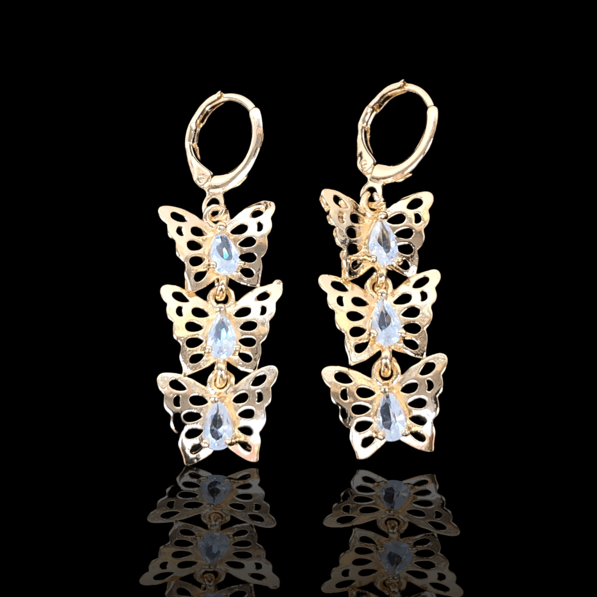 OLE 0193 -18K Gold Filled Oro Laminado EARRINGS, NEW - KUANIA