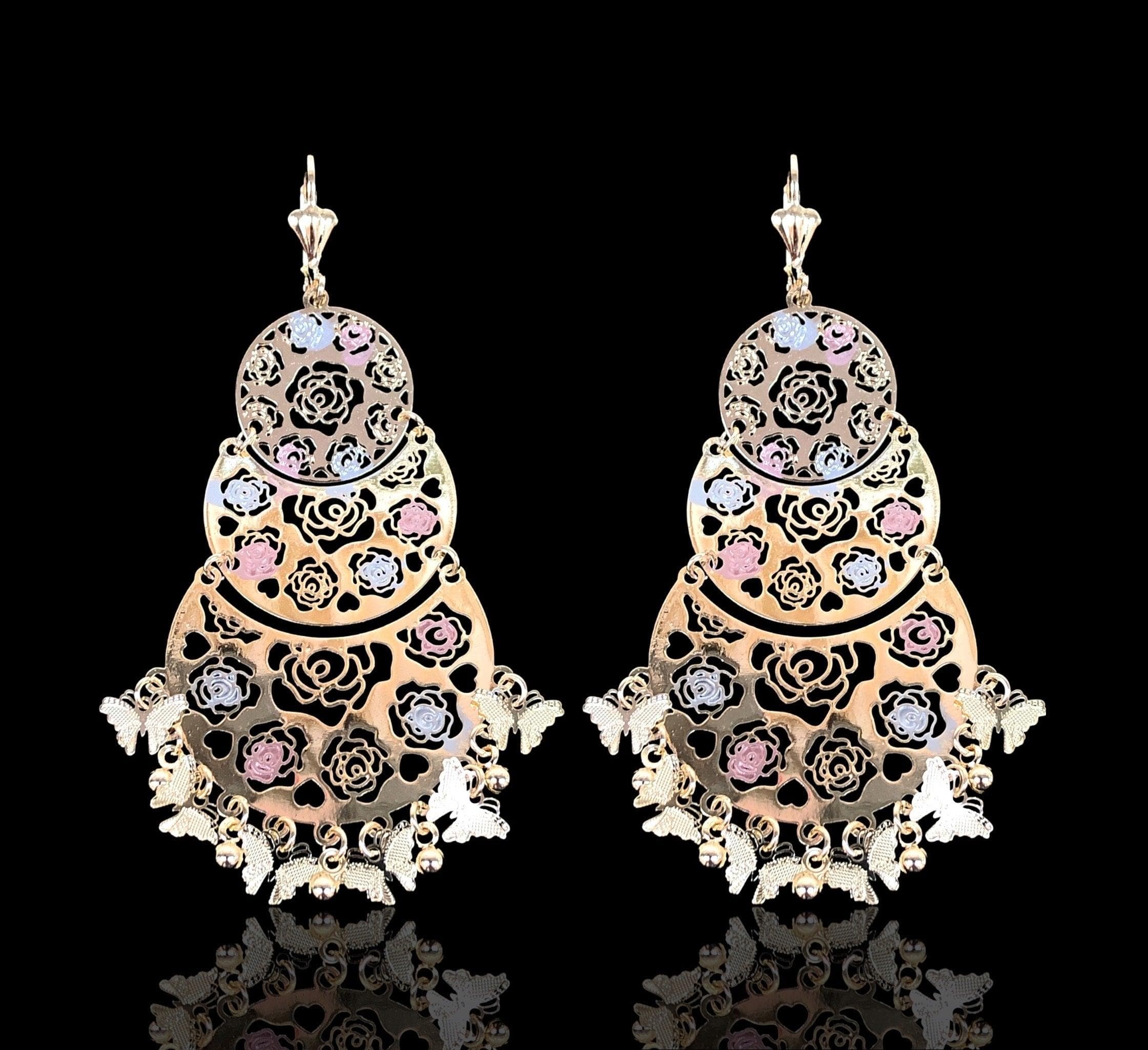 OLE 0346 -18K Gold Filled Oro Laminado EARRINGS, NEW - KUANIA