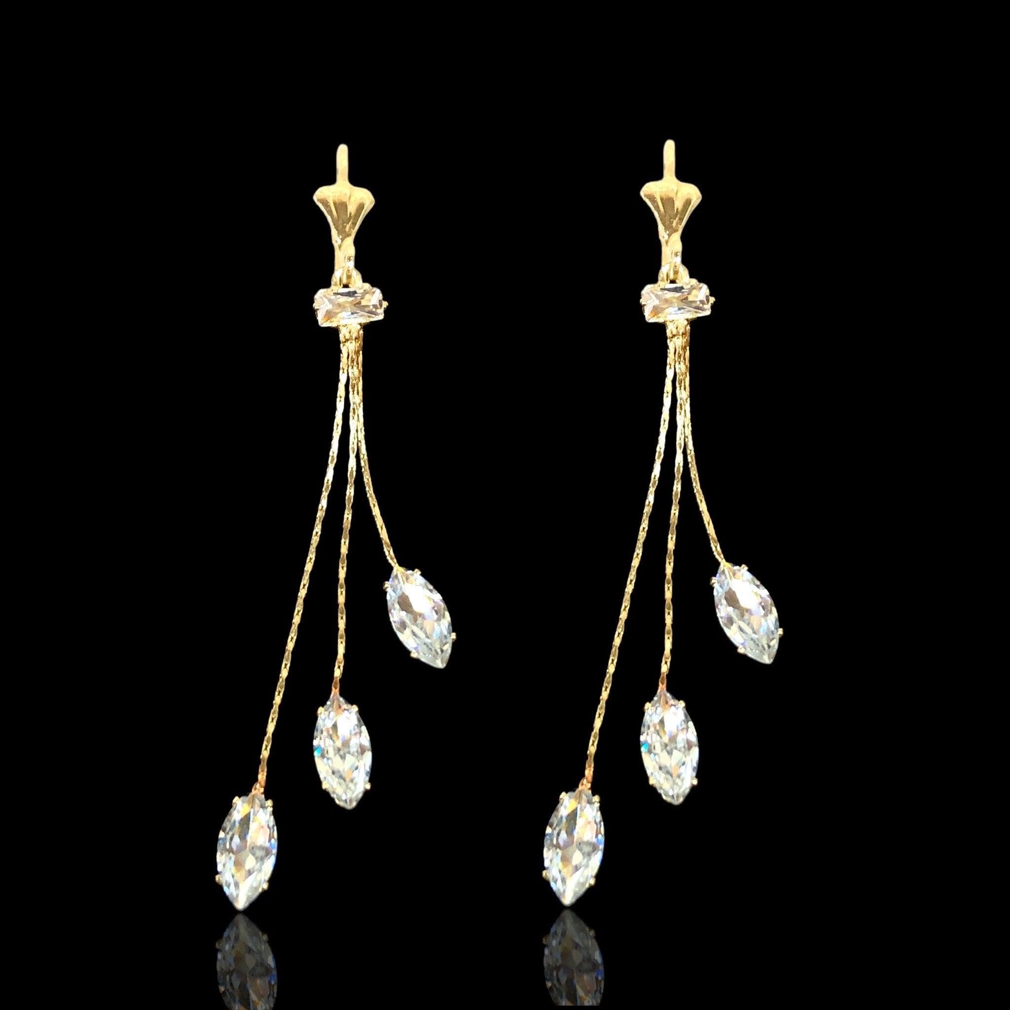 OLE 0372 -18K Gold Filled Oro Laminado EARRINGS, NEW - KUANIA