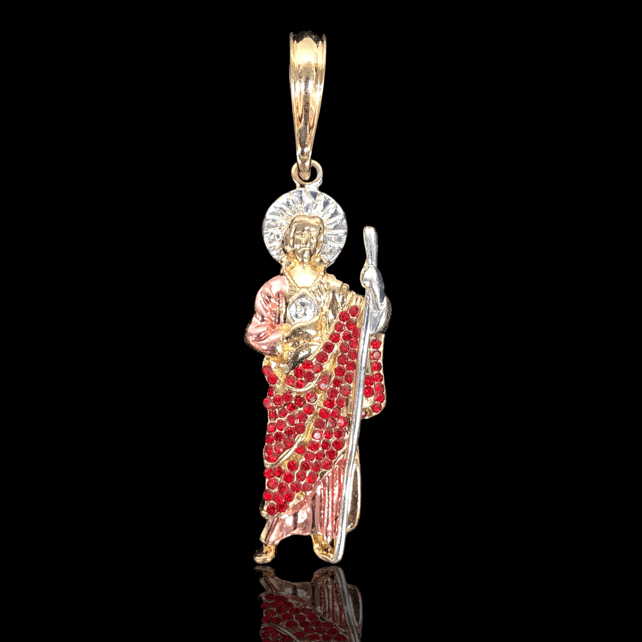 18K Gold Filled Religious CZ San Judas Pendant- kuania oro laminado