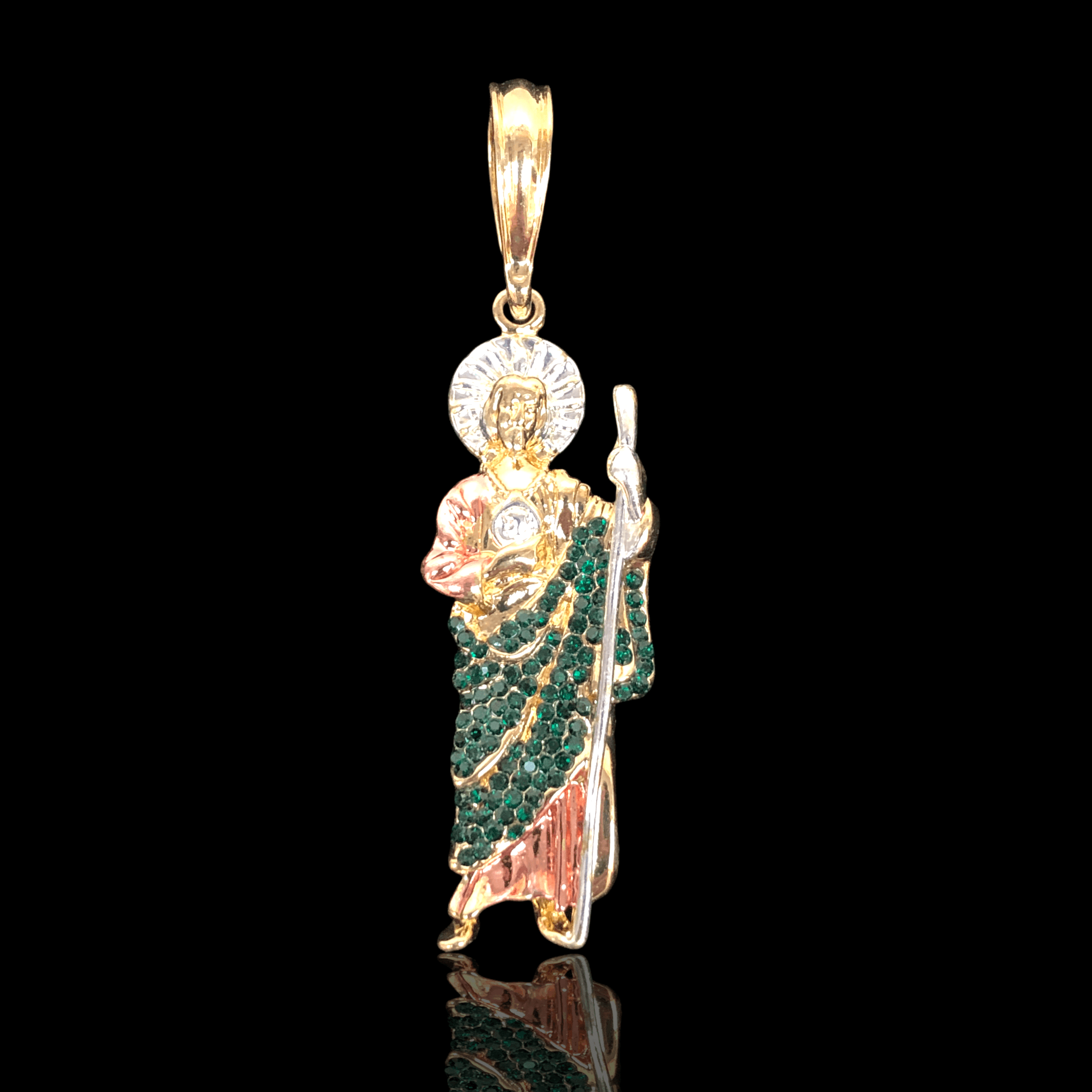18K Gold Filled Religious CZ San Judas Pendant- kuania oro laminado