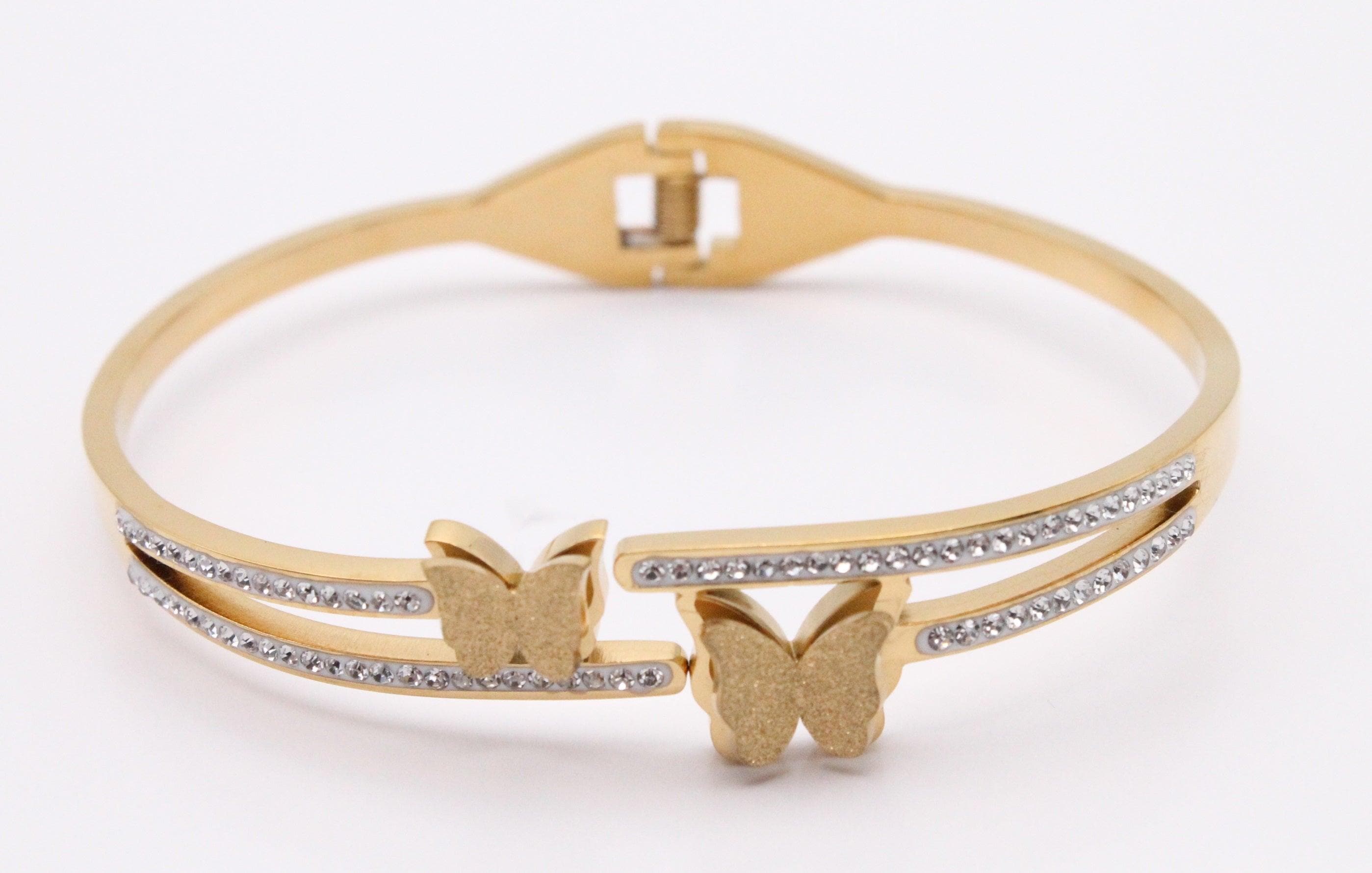 OLS 0001 -18K Gold Filled Oro Laminado BANGLE, NEW, STAINLESS STEEL - KUANIA
