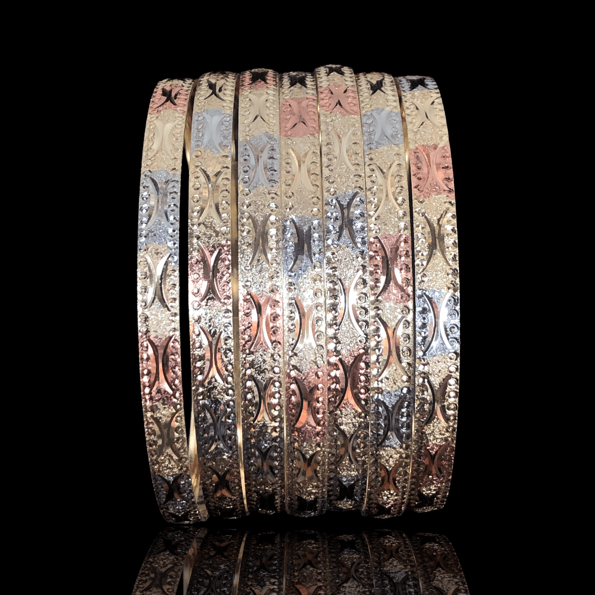 OLS 0029 (Set of 7) -18K Gold Filled Oro Laminado BANGLE, NEW - KUANIA