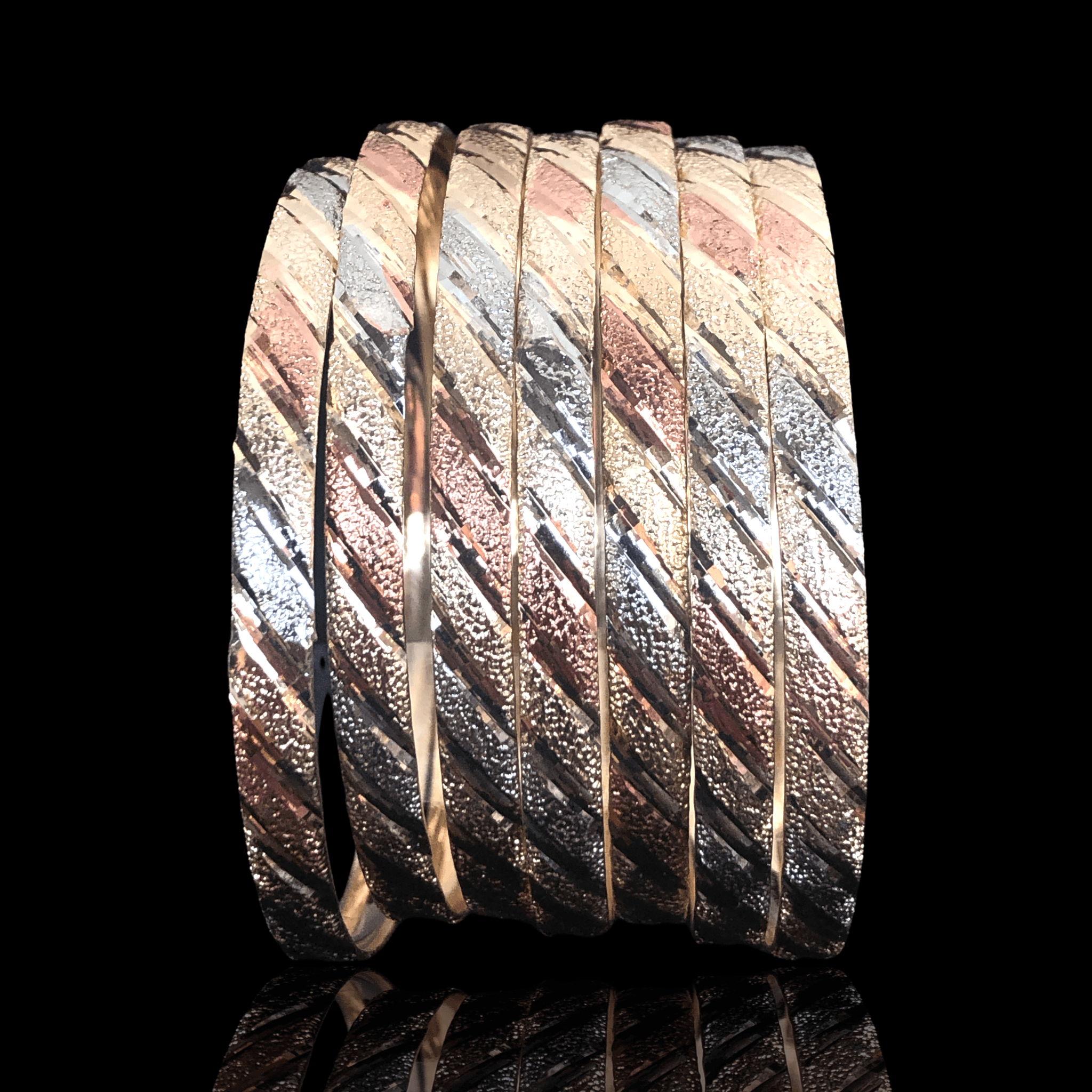OLS 0029 (Set of 7) -18K Gold Filled Oro Laminado BANGLE, NEW - KUANIA