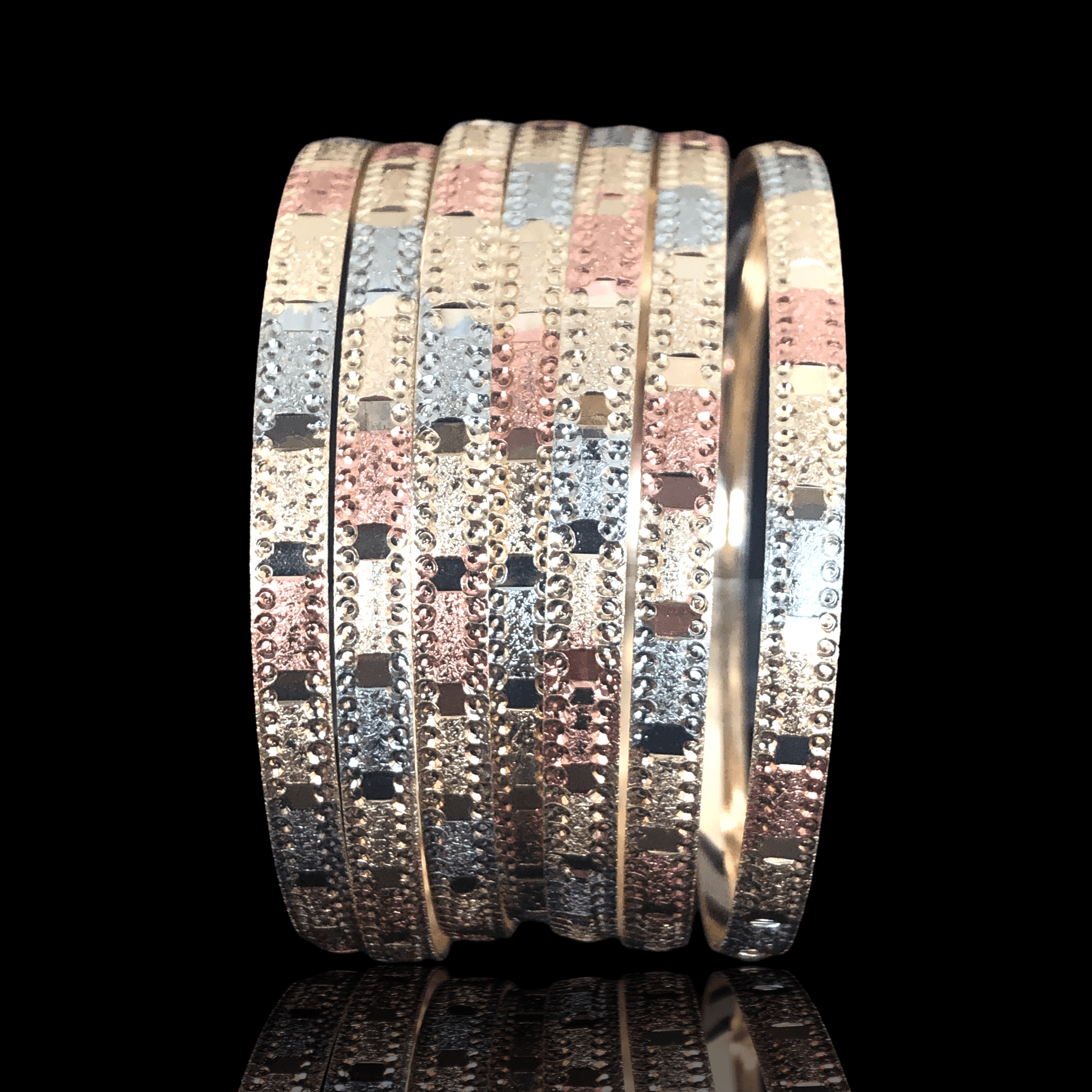 OLS 0029 (Set of 7) -18K Gold Filled Oro Laminado BANGLE, NEW - KUANIA