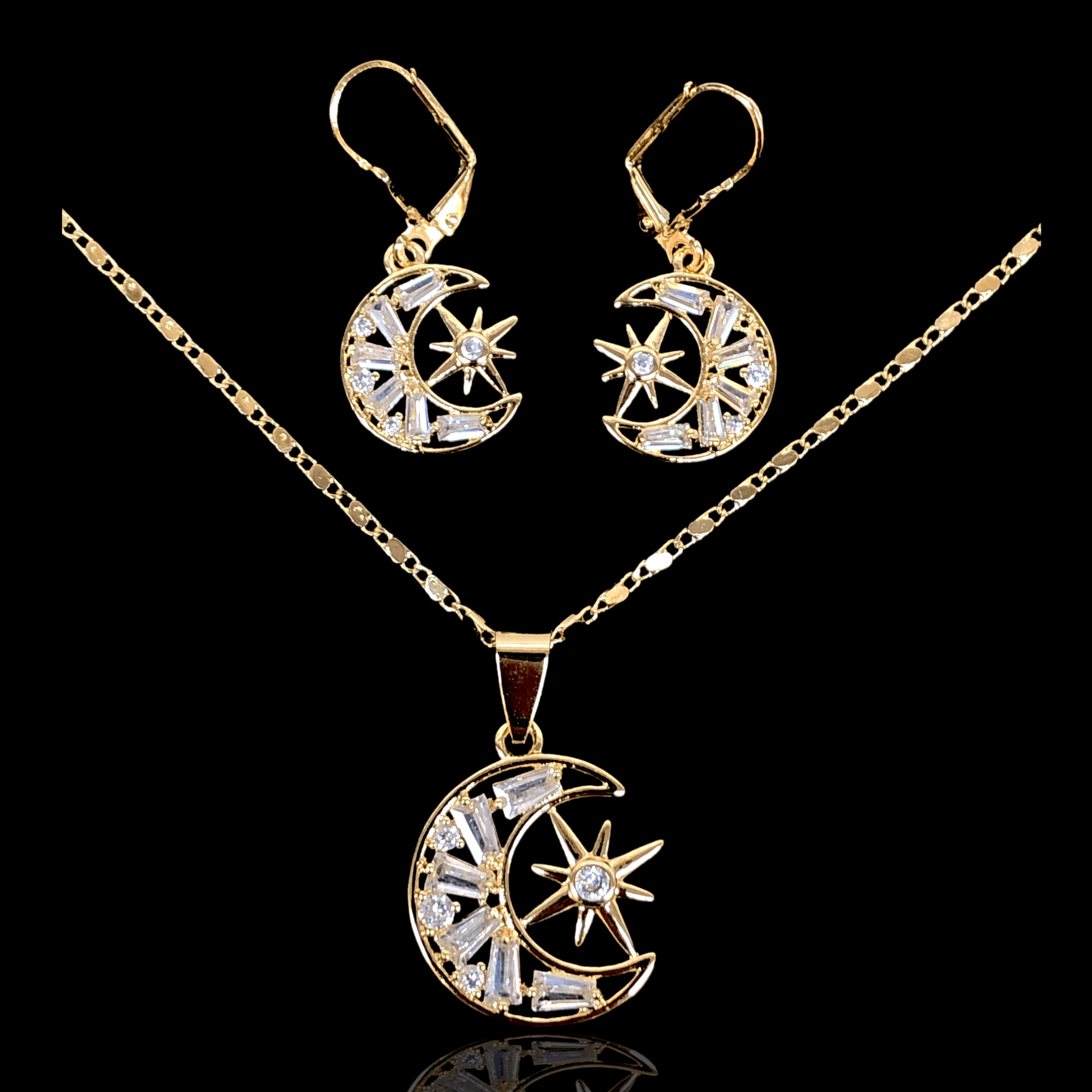 18K Gold Filled Celestial Lunar Moon Set