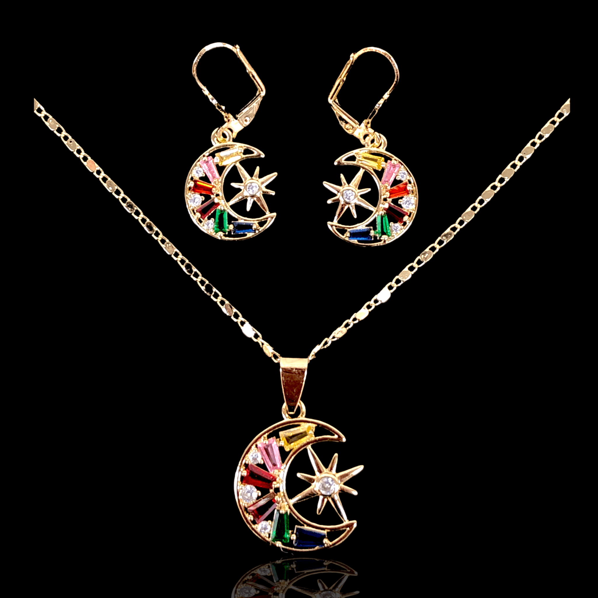 18K Gold Filled Celestial Lunar Moon Set