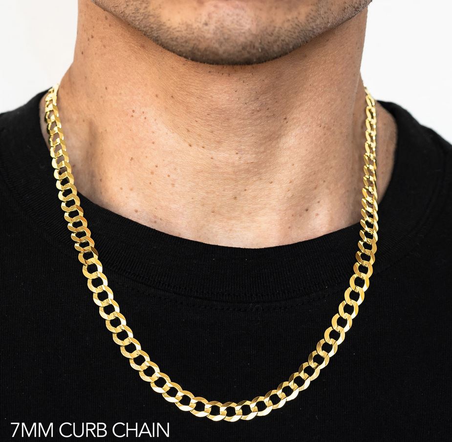 18K Oro Laminado Gold Filled 7mm Cuban Chain (Pack of 3)