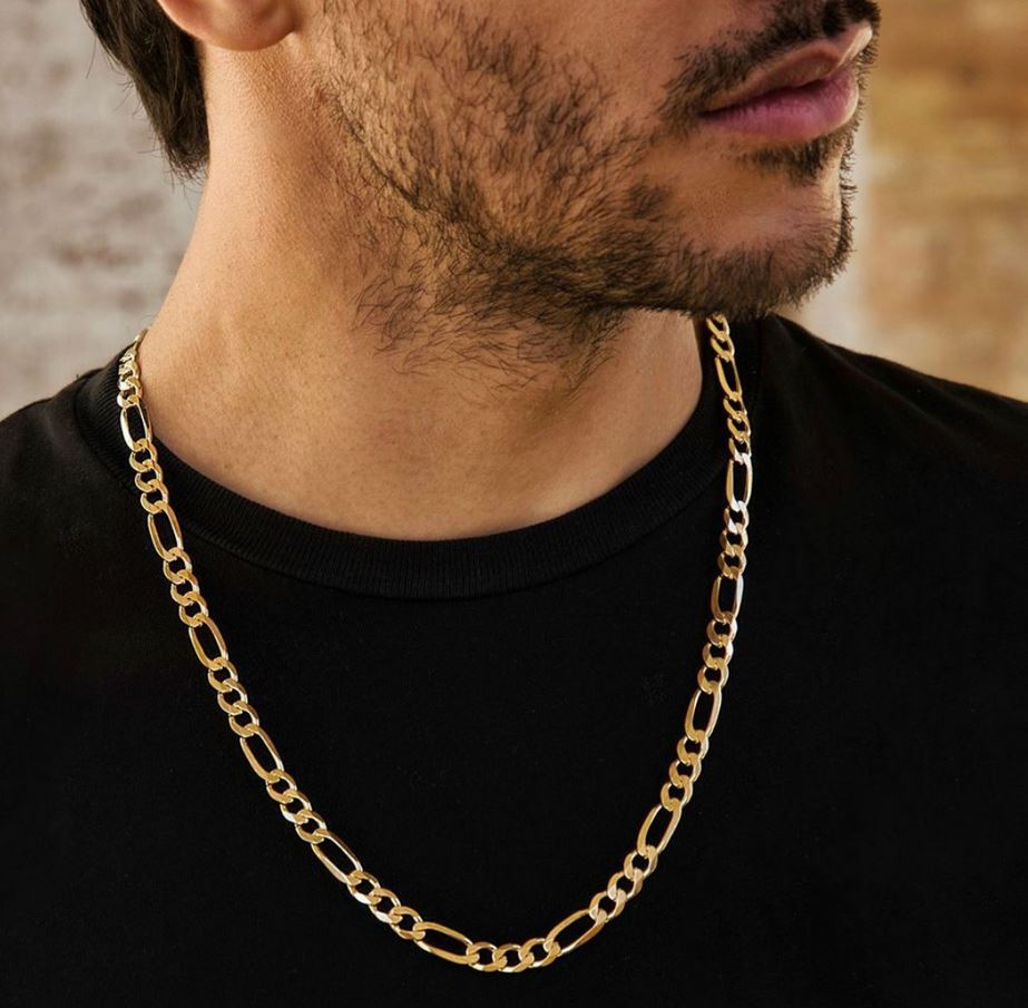 18K Oro Laminado Gold Filled 7mm Figaro Chain (Pack of 3)