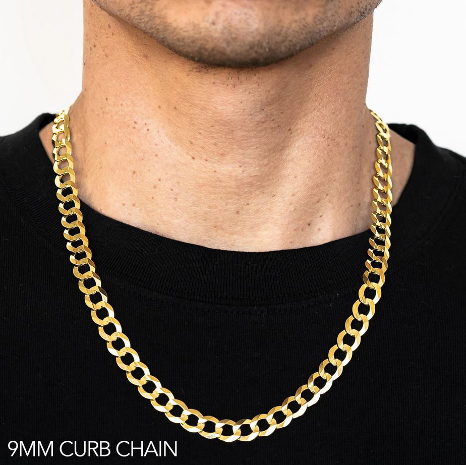 18K Oro Laminado Gold Filled 9mm Curb Chain (Pack of 2)