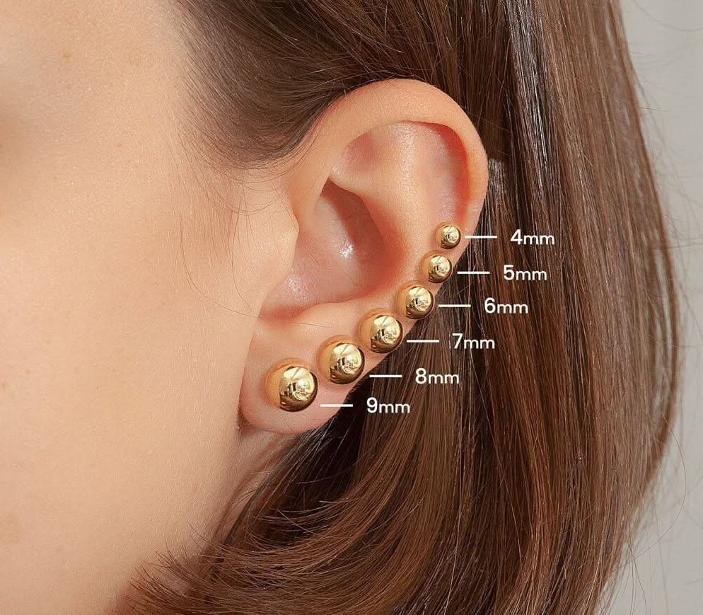 Gold Filled Oro Laminado Ball Stud Earrings