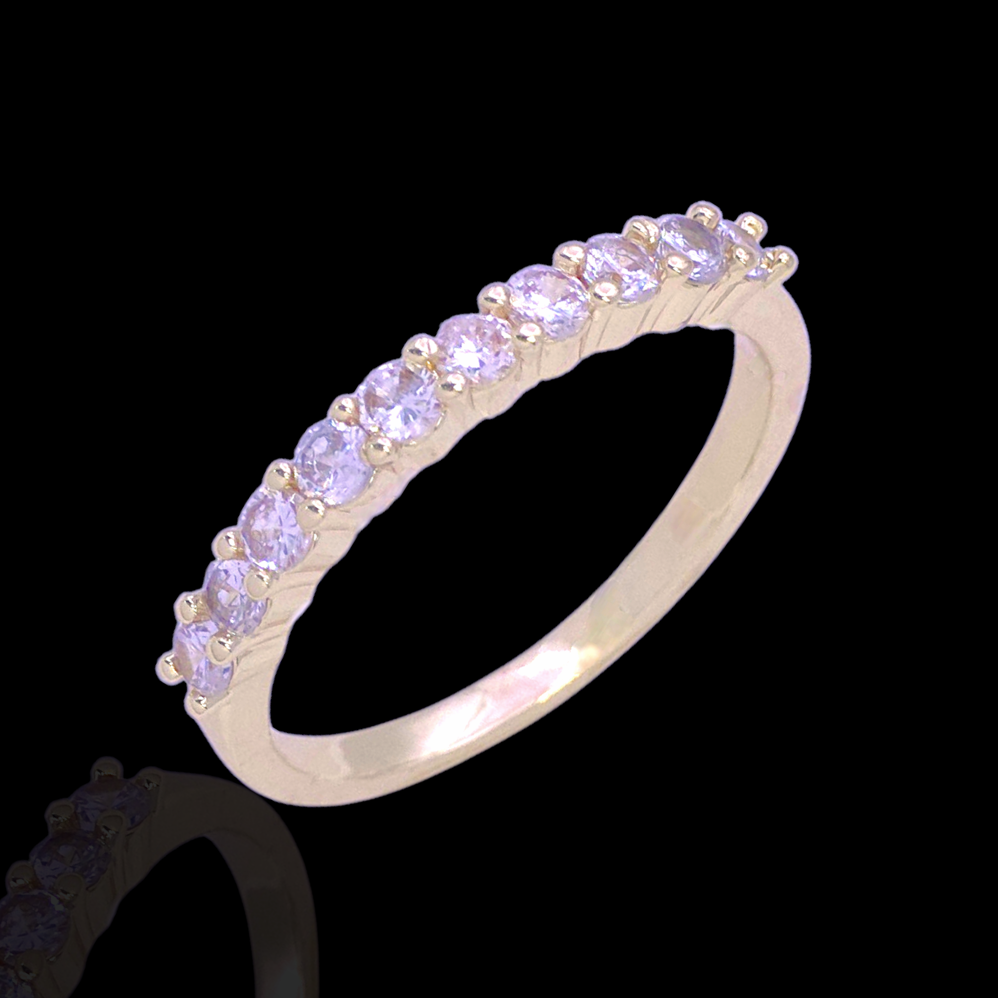 Gold Filled Oro Laminado 2mm Round Zirconia Stackable Ring 