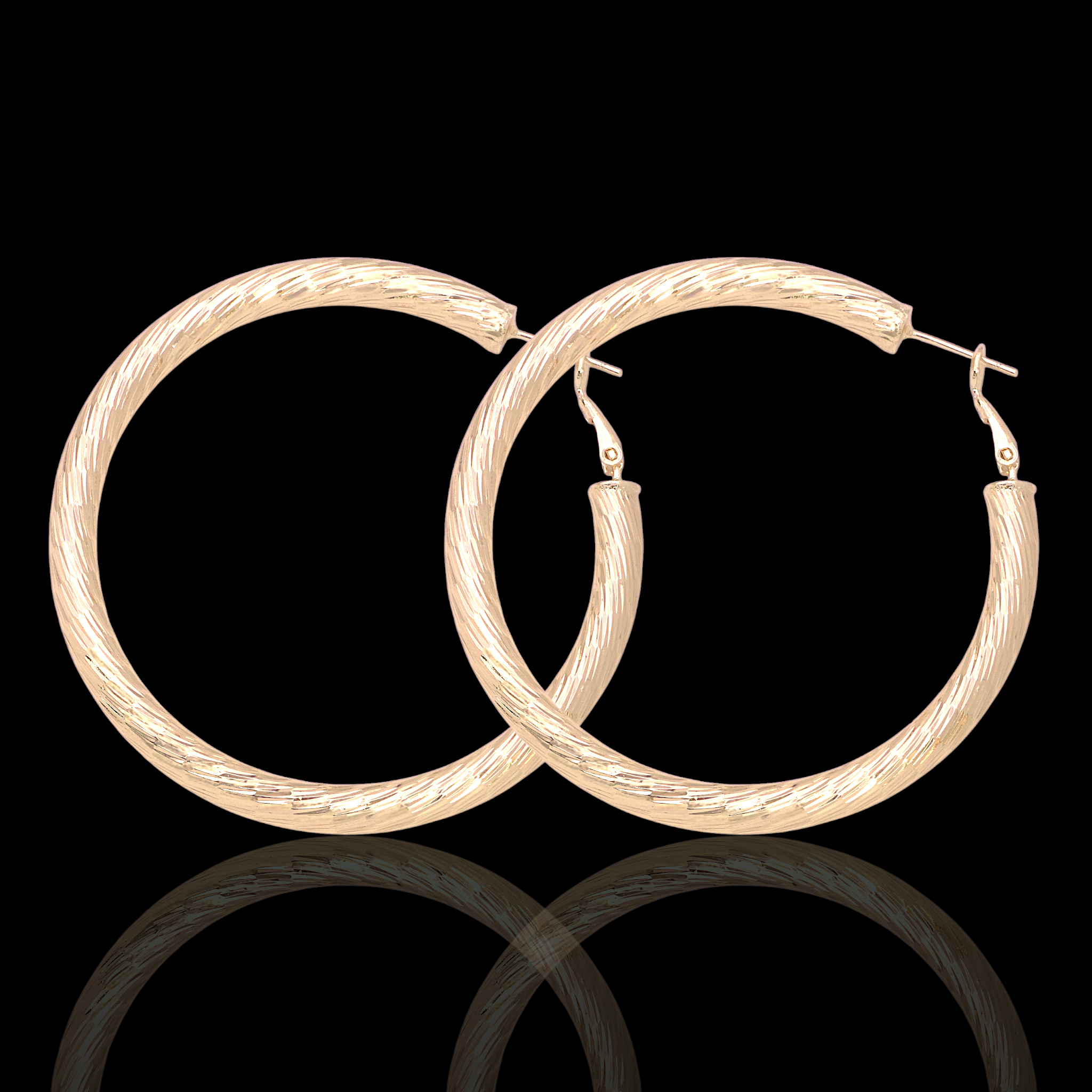 Gold Filled Oro Laminado 5mm Diamond Curved Hoop Earrings