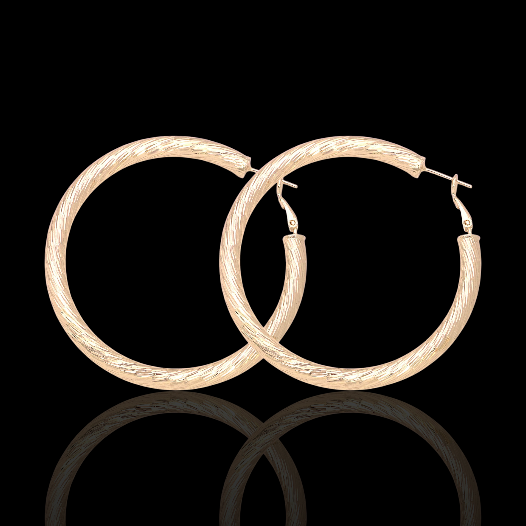Gold Filled Oro Laminado 5mm Diamond Curved Hoop Earrings