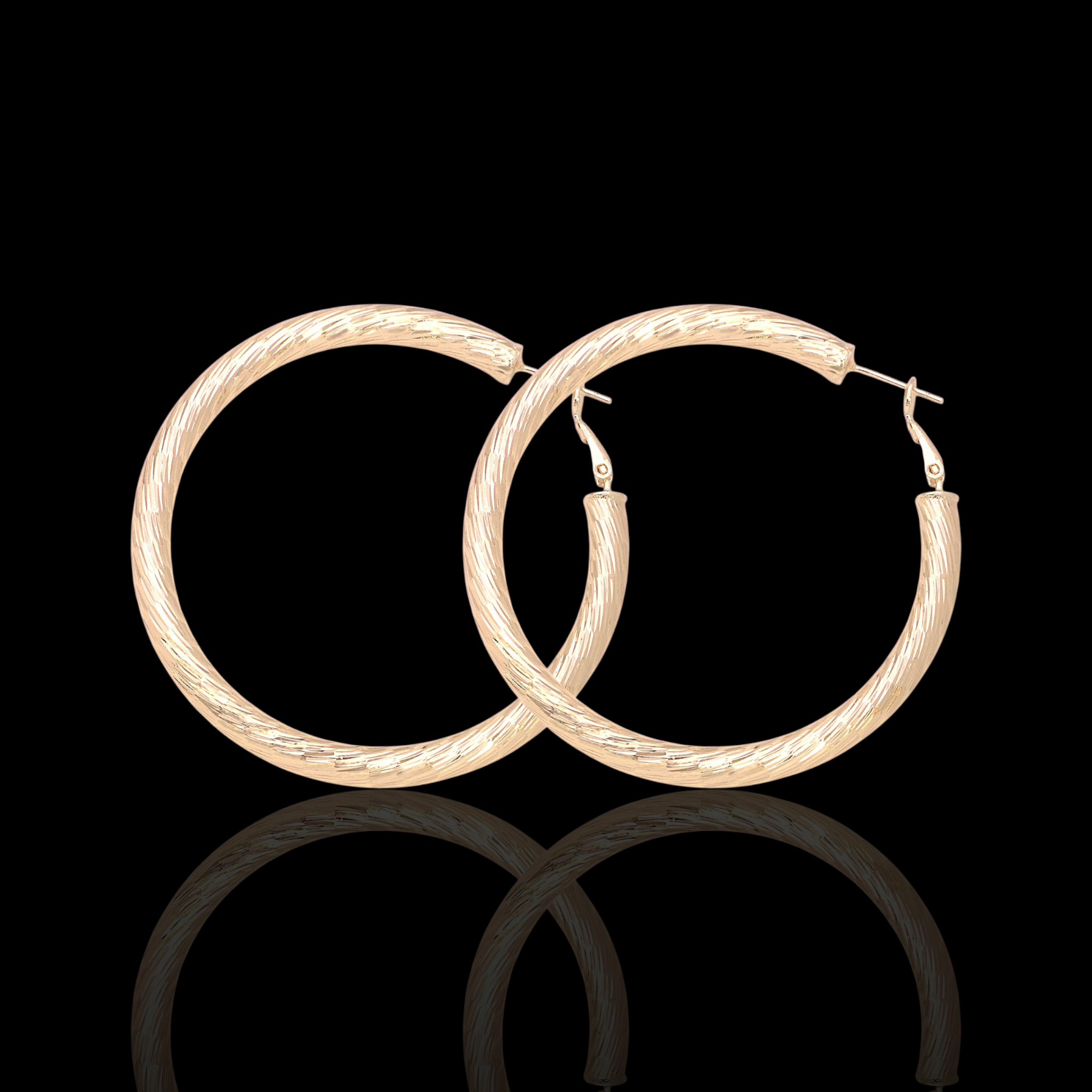 Gold Filled Oro Laminado 5mm Diamond Curved Hoop Earrings