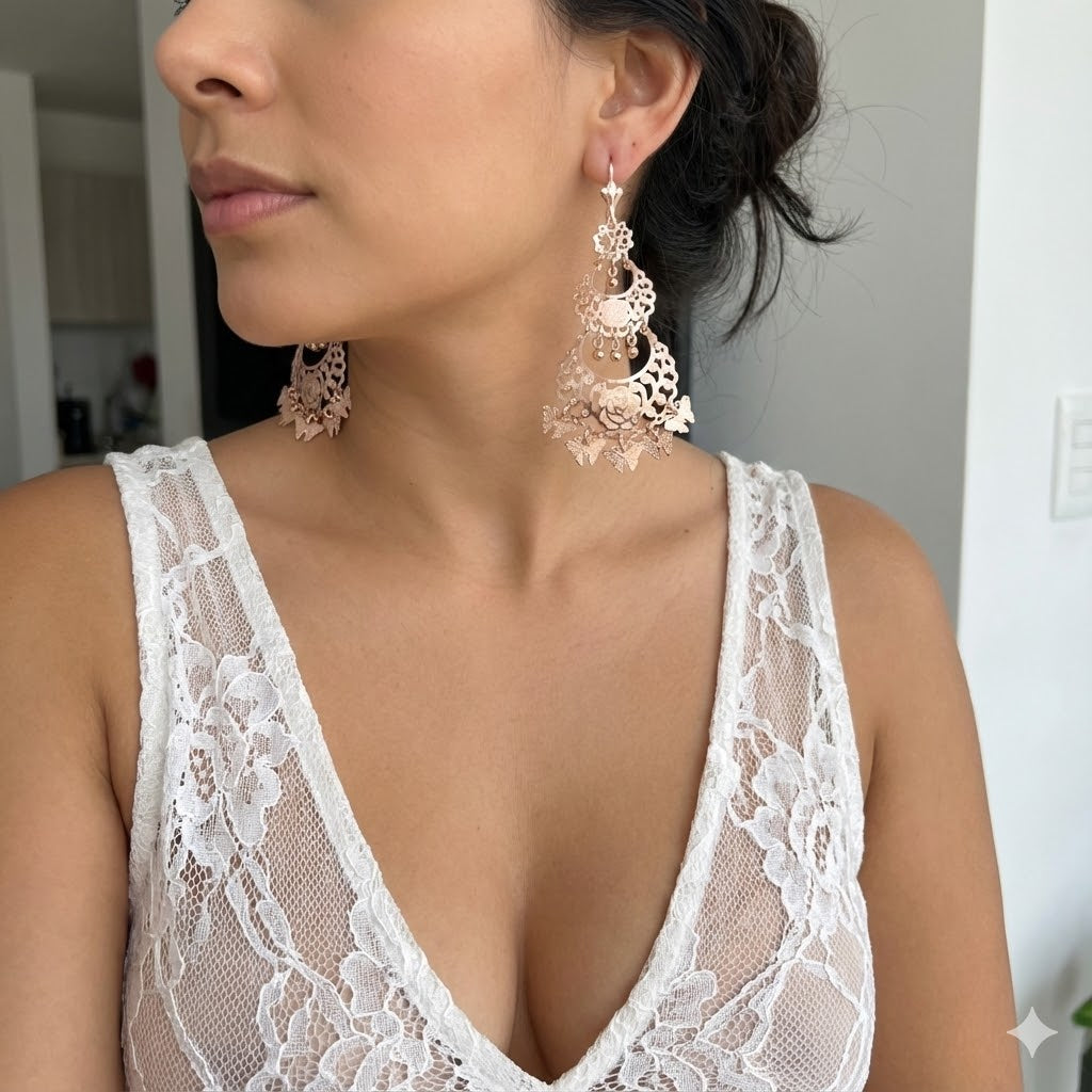 Gold Filled Oro Laminado Amazon Butterfly Layered Earrings