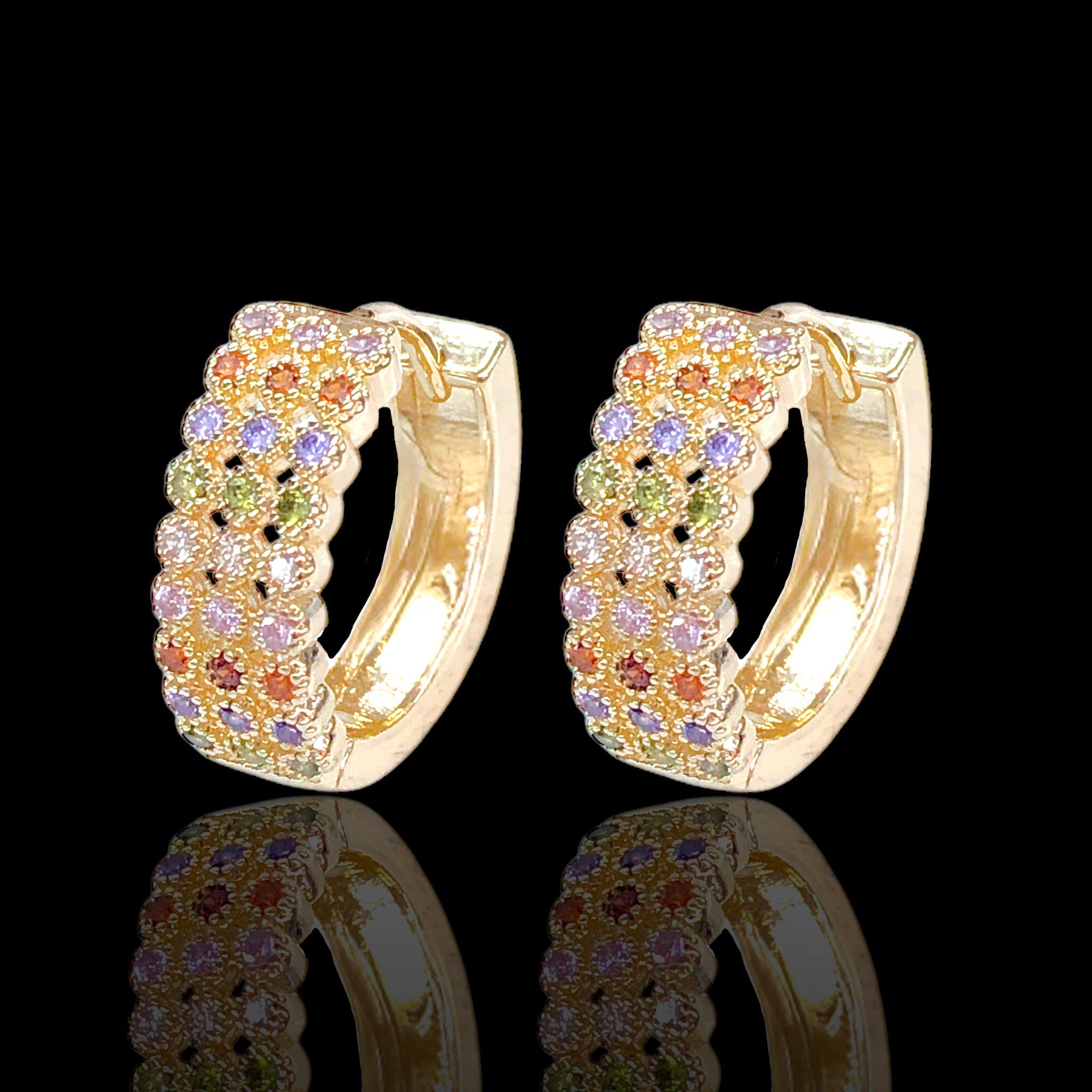 Gold Filled Oro Laminado Arabic Princess Zirconia Earrings 