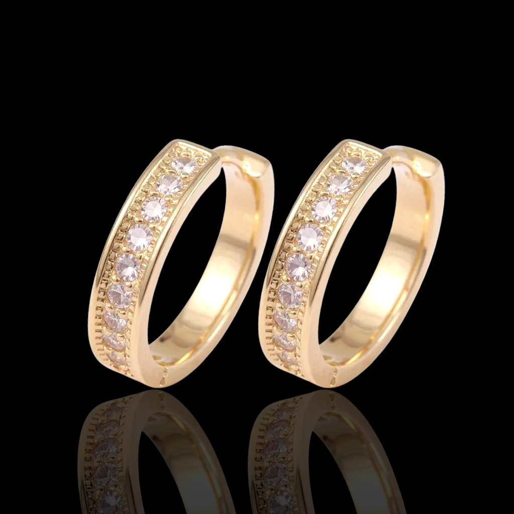 Gold Filled Oro Laminado Athena Gem Huggie Earrings