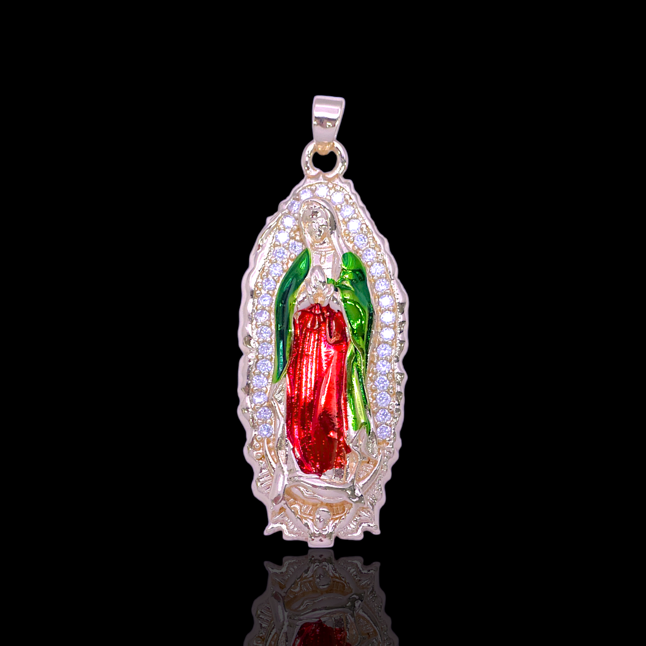 Gold Filled Oro Laminado Barcelona Guadalupe CZ Pendant