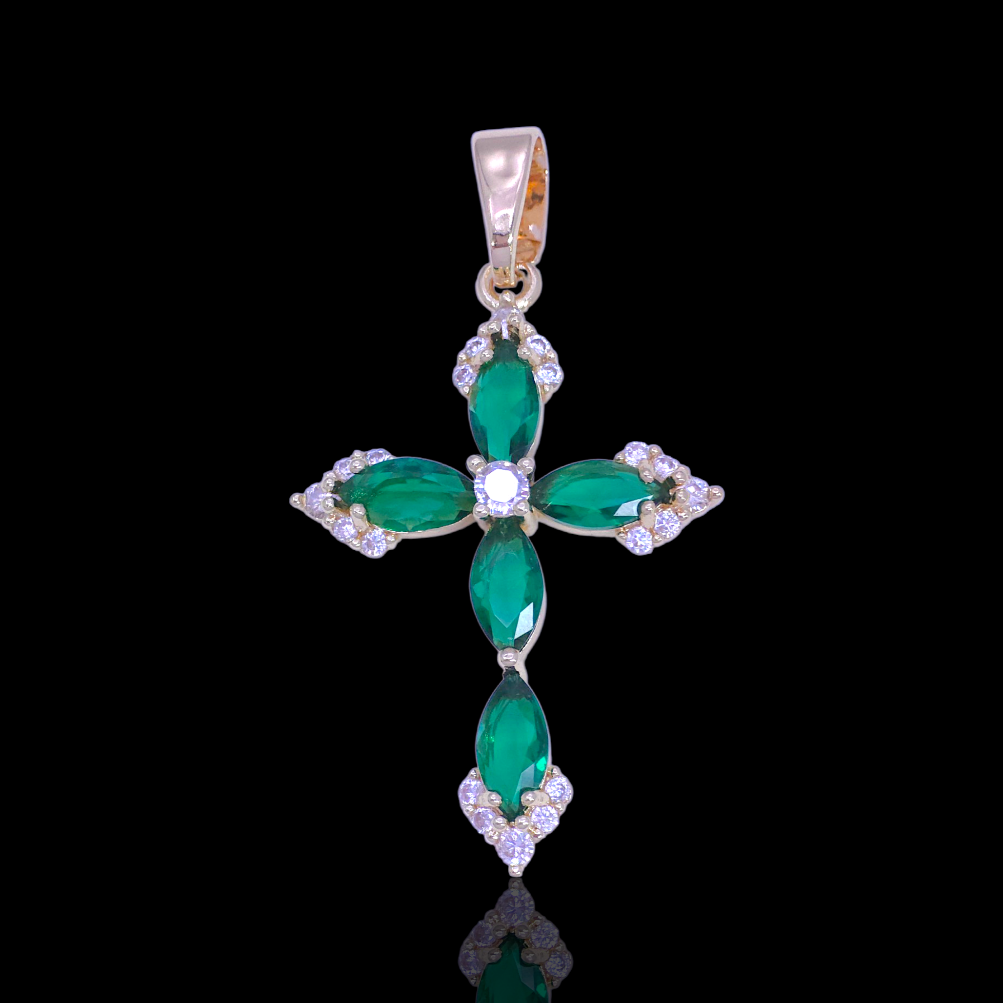 Gold Filled Oro Laminado Bethlehem Zirconia Cross Pendant