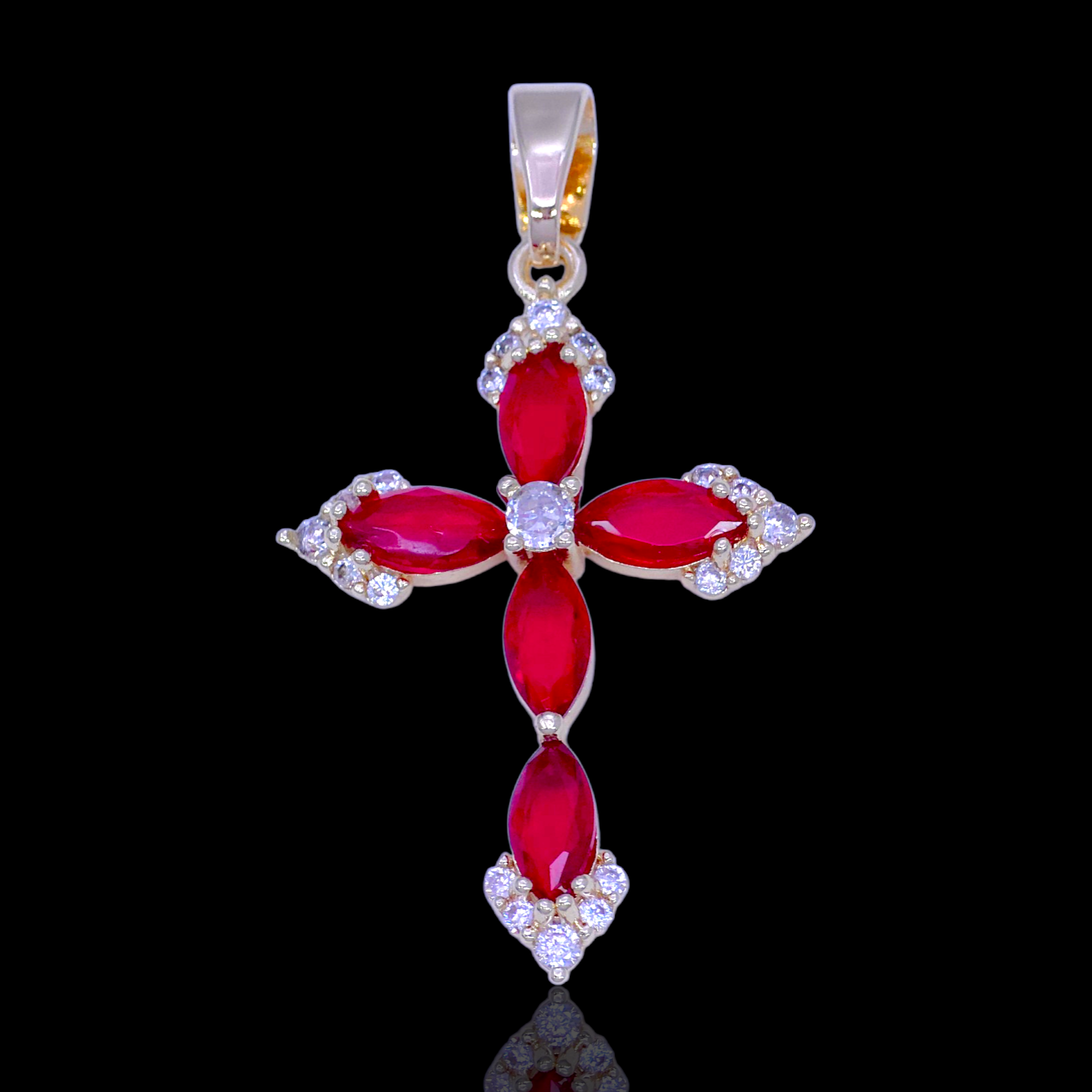 Gold Filled Oro Laminado Bethlehem Zirconia Cross Pendant