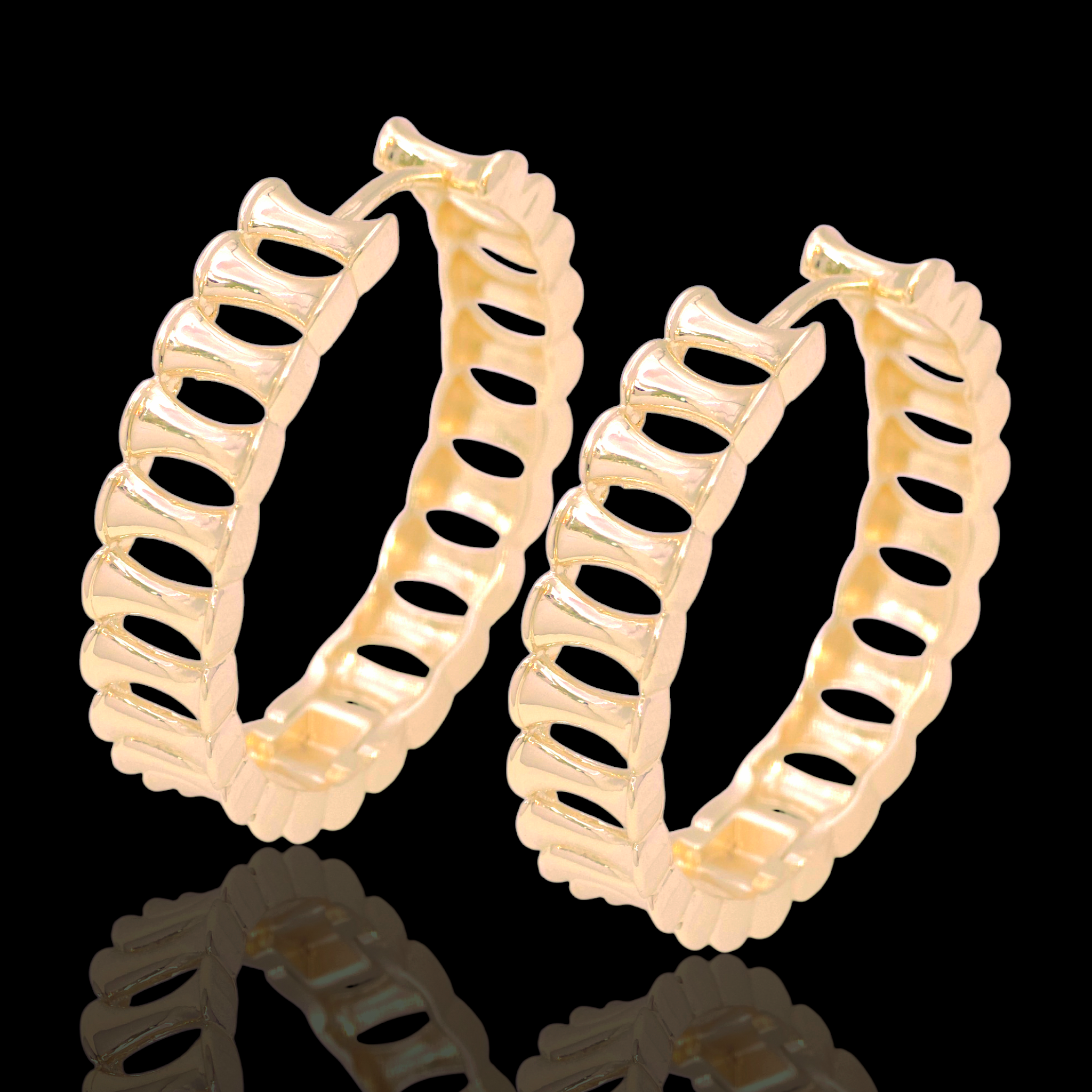 Gold Filled Oro Laminado Brasilia Bamboo Hoop Earrings