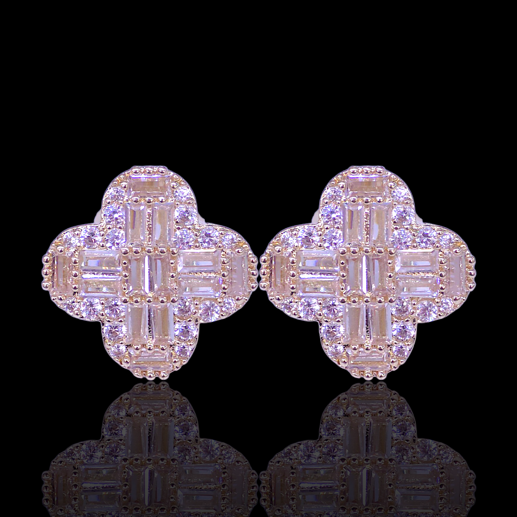 Gold Filled Oro Laminado Crystal Blossom Stud Earrings
