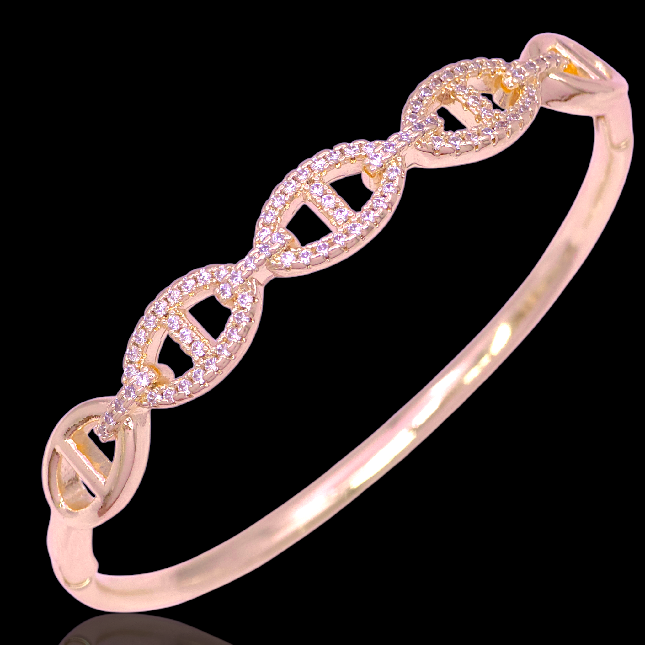 Gold Filled Oro Laminado Crystalline Mariner Zirconia Bangle