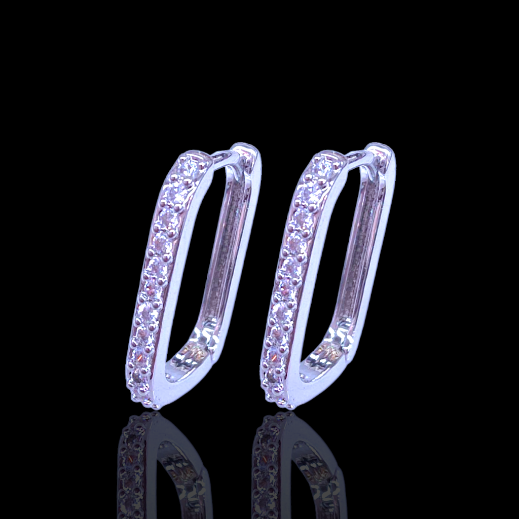 Gold Filled Oro Laminado Cubic Zirconia Rectangle Hoops