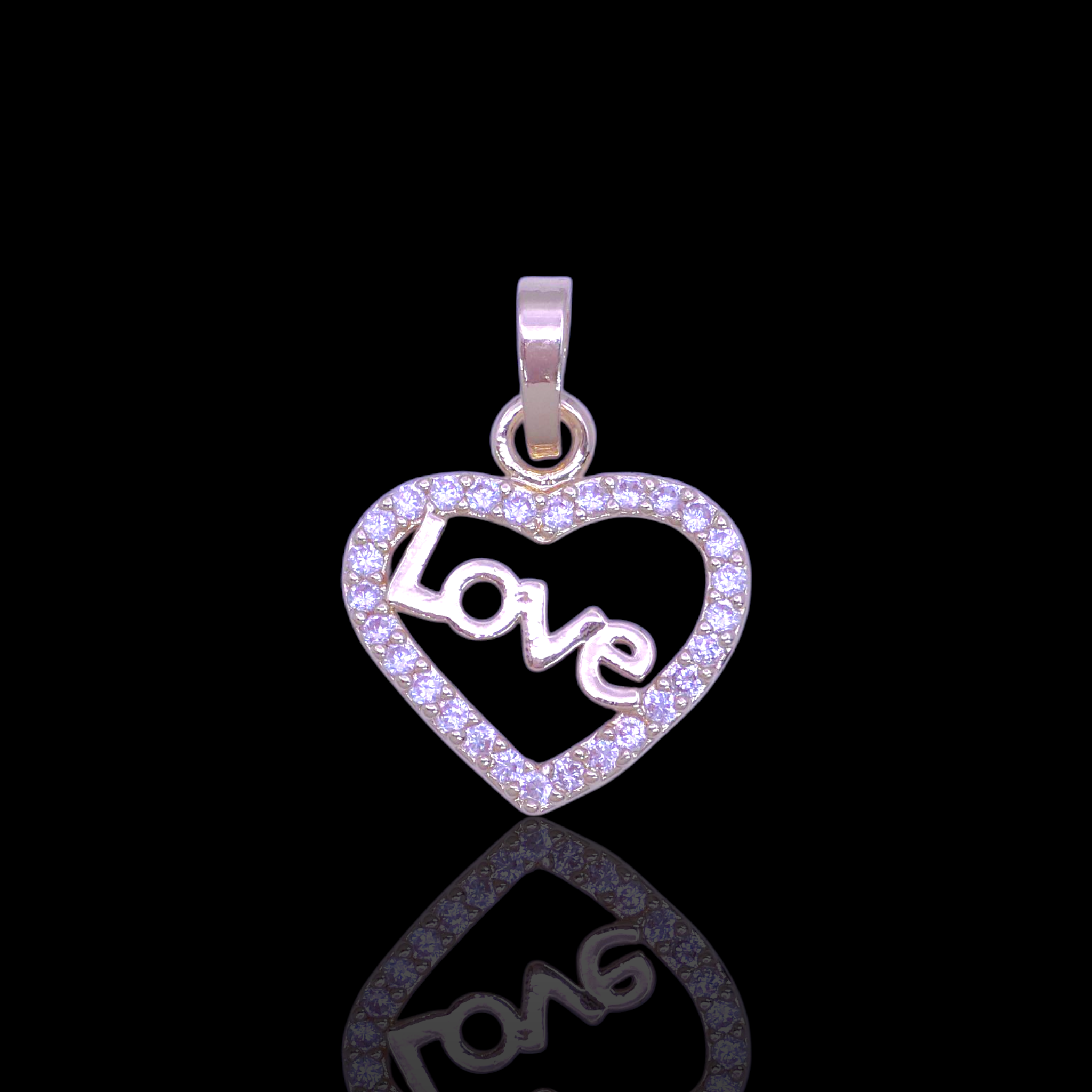 Gold Filled Oro Laminado Dazzling Heart Love CZ Pendant