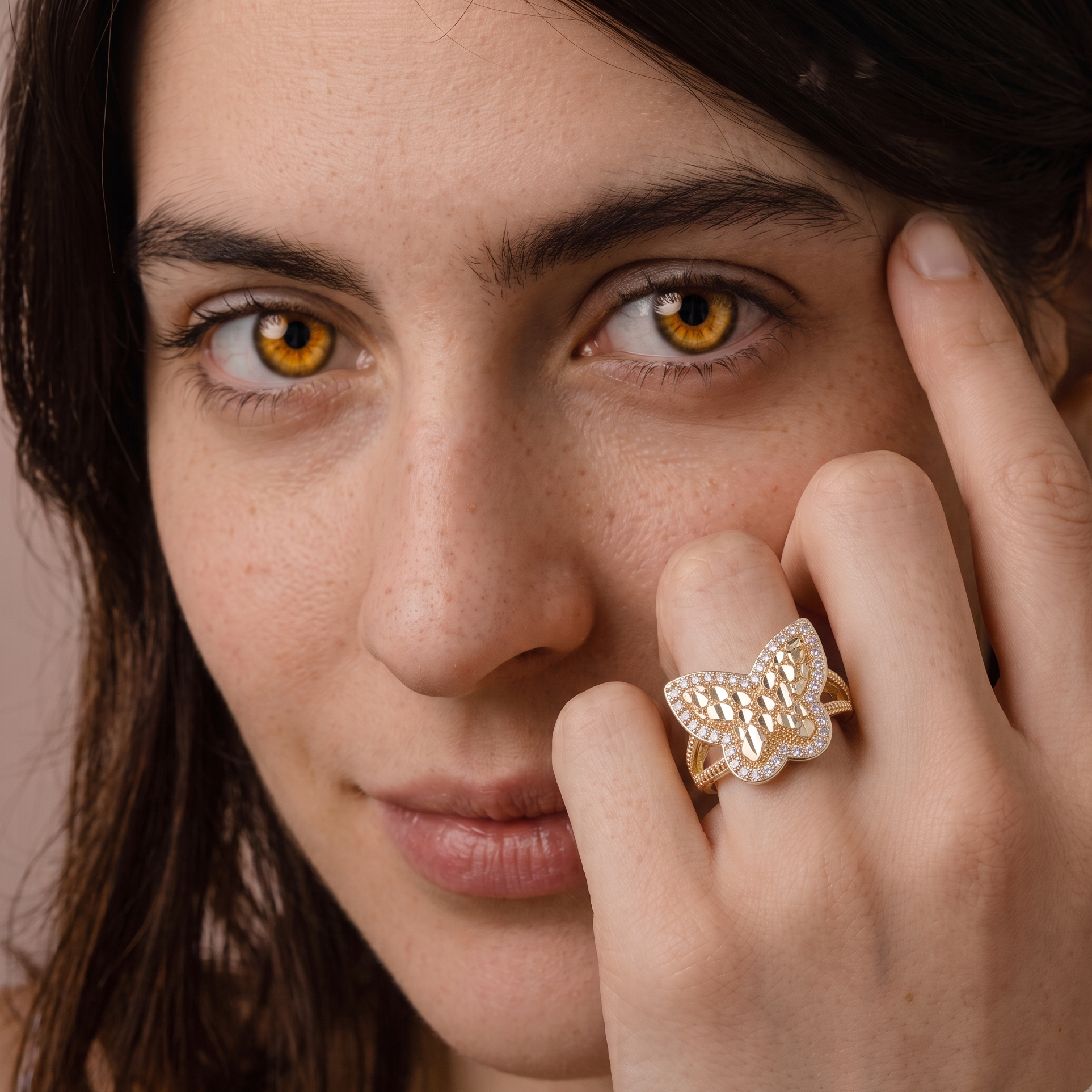 Gold Filled Oro Laminado Diamond Cut Butterfly Nugget Ring