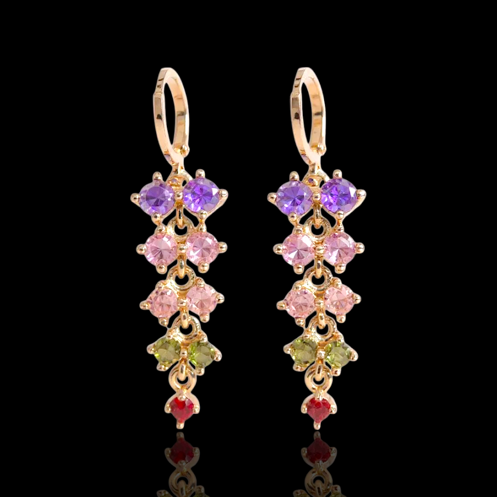 Gold Filled Oro Laminado Dionysus Gems Dangle Earrings
