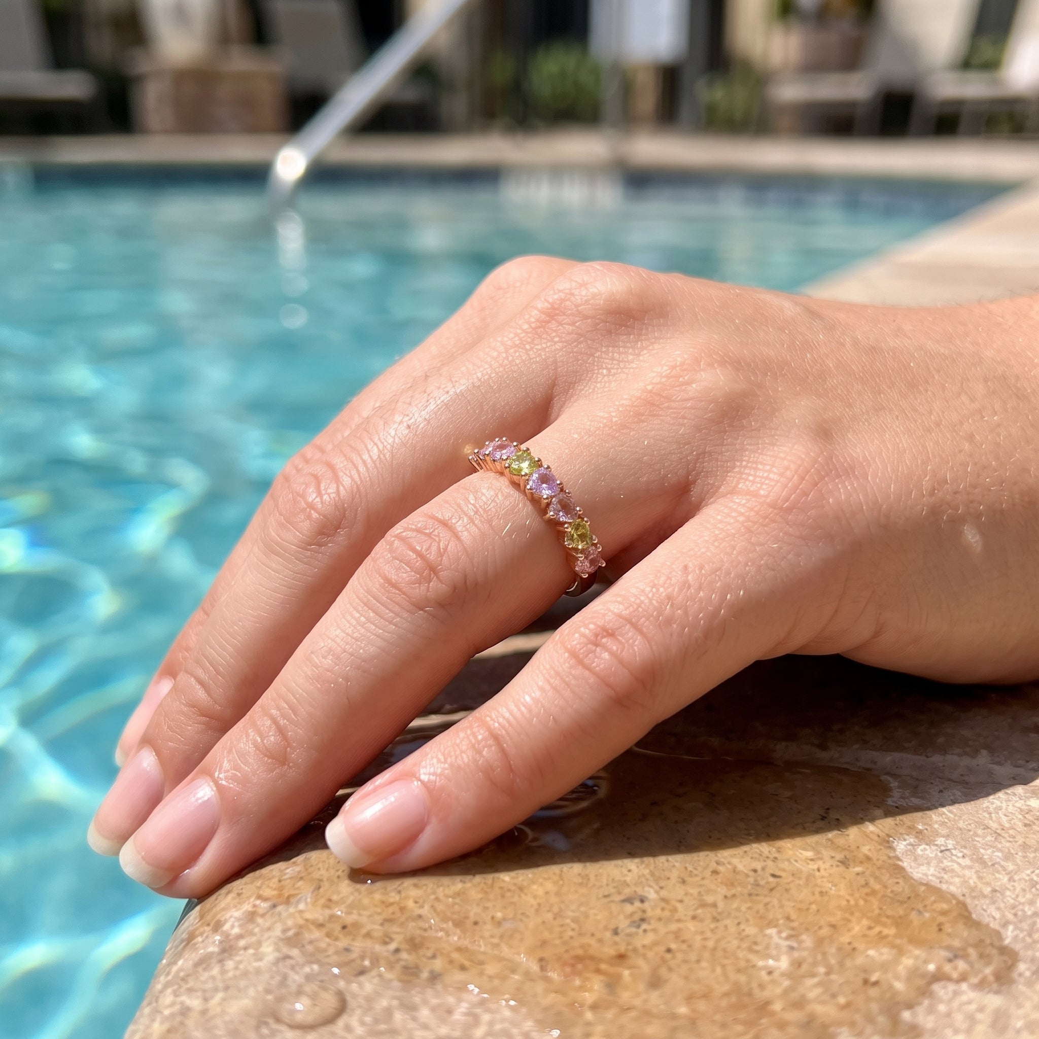 Gold Filled Oro Laminado Dubai Heart Zirconia Stackable Ring