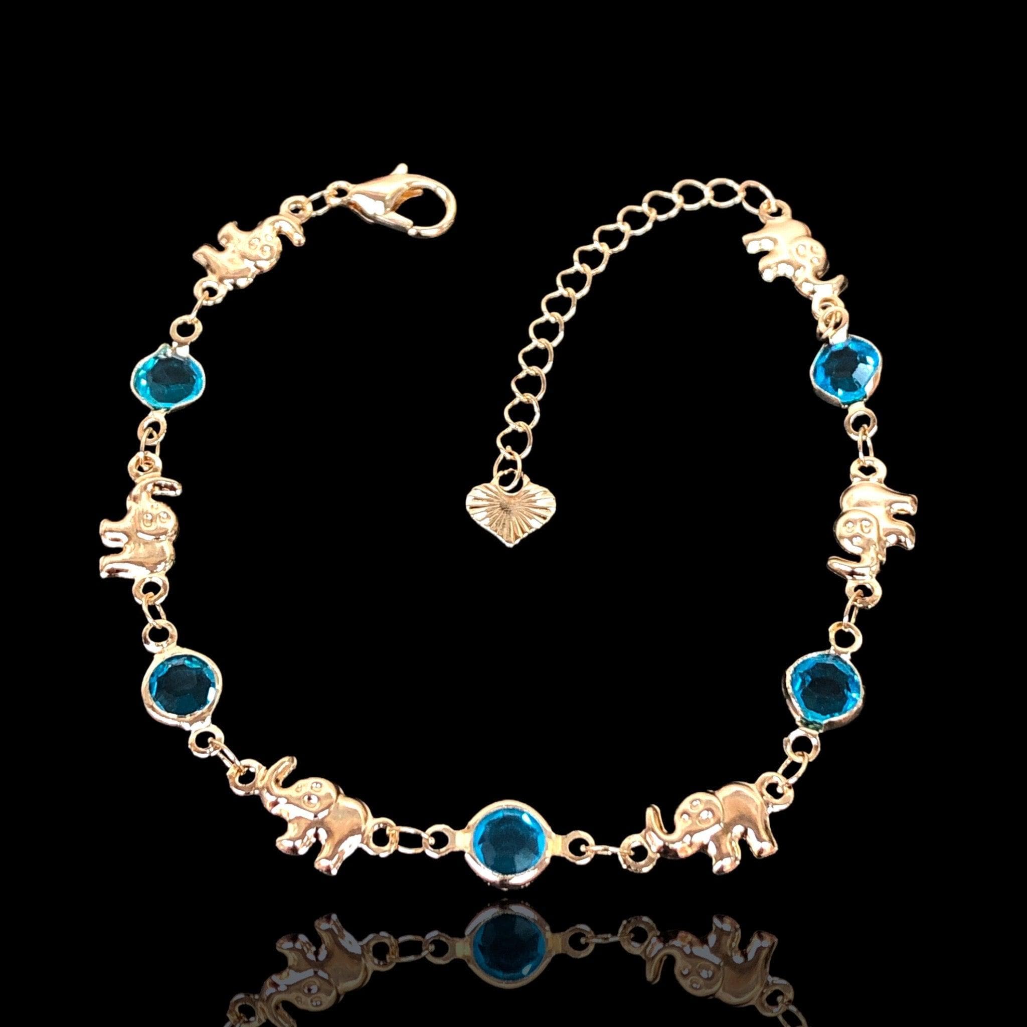 Gold Filled Oro Laminado Elephant Crystal Bead Bracelets 2