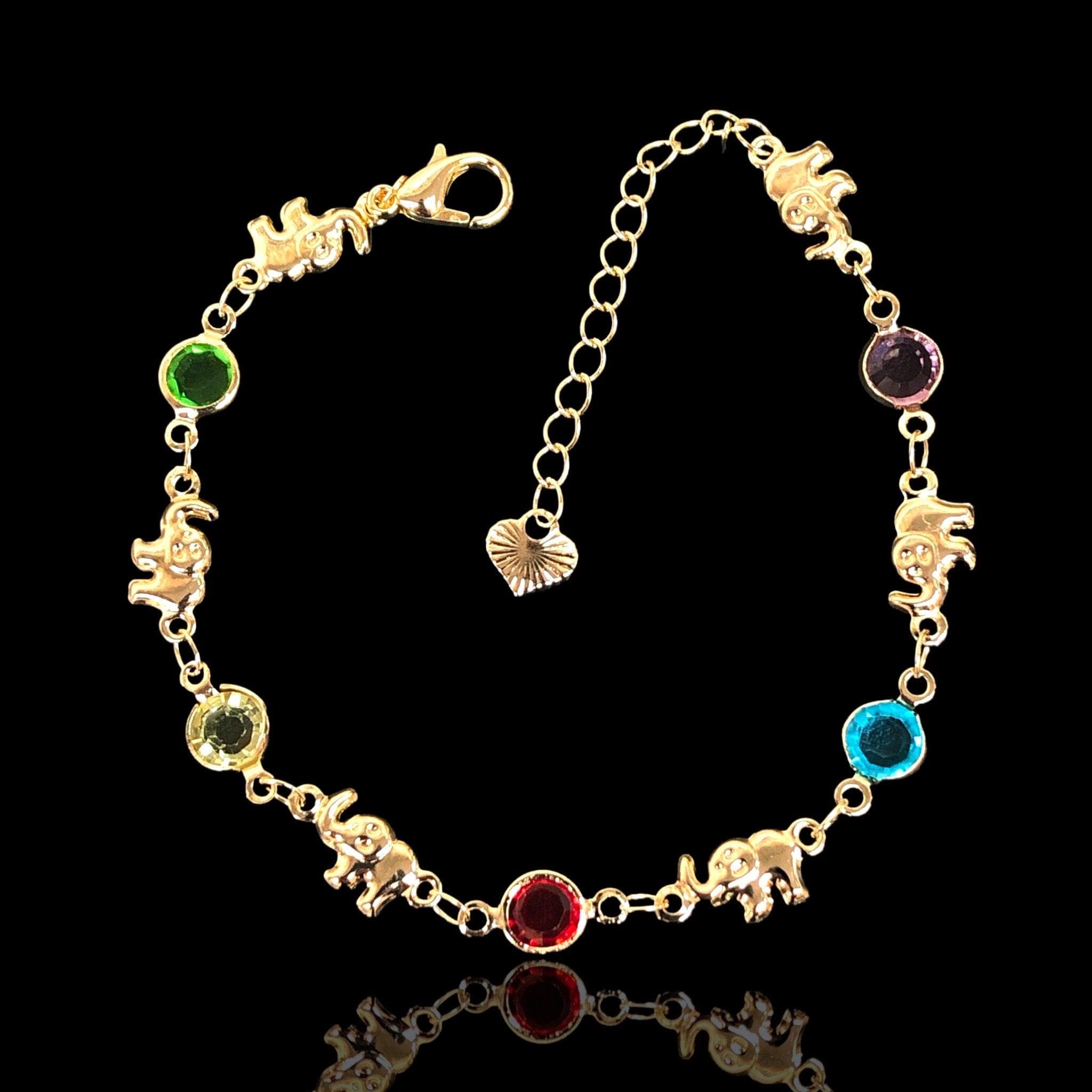 Gold Filled Oro Laminado Elephant Crystal Bead Bracelets 5
