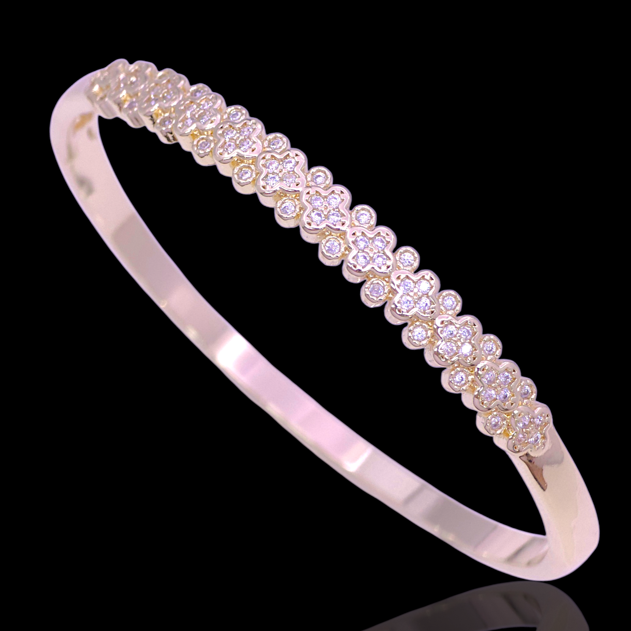 Gold Filled Oro Laminado Eternal Blossom Zirconia Bangle