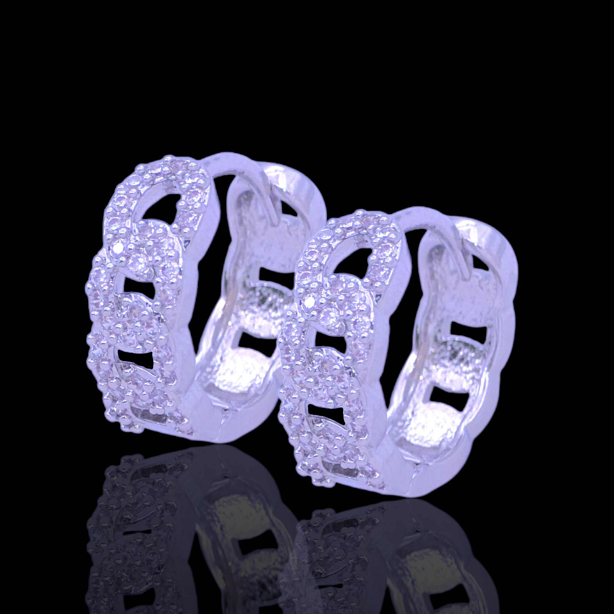Gold Filled Oro Laminado Fancy Mini Cuban Link Huggies