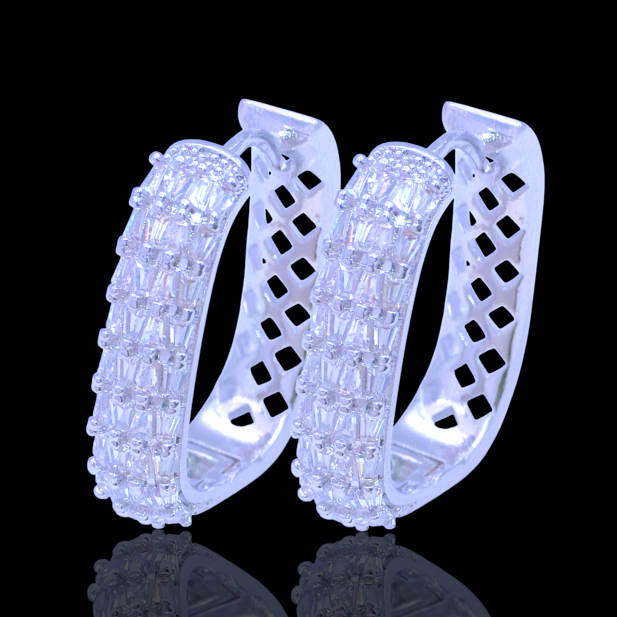 Gold Filled Oro Laminado Firenze Crystalline Hoop Earrings