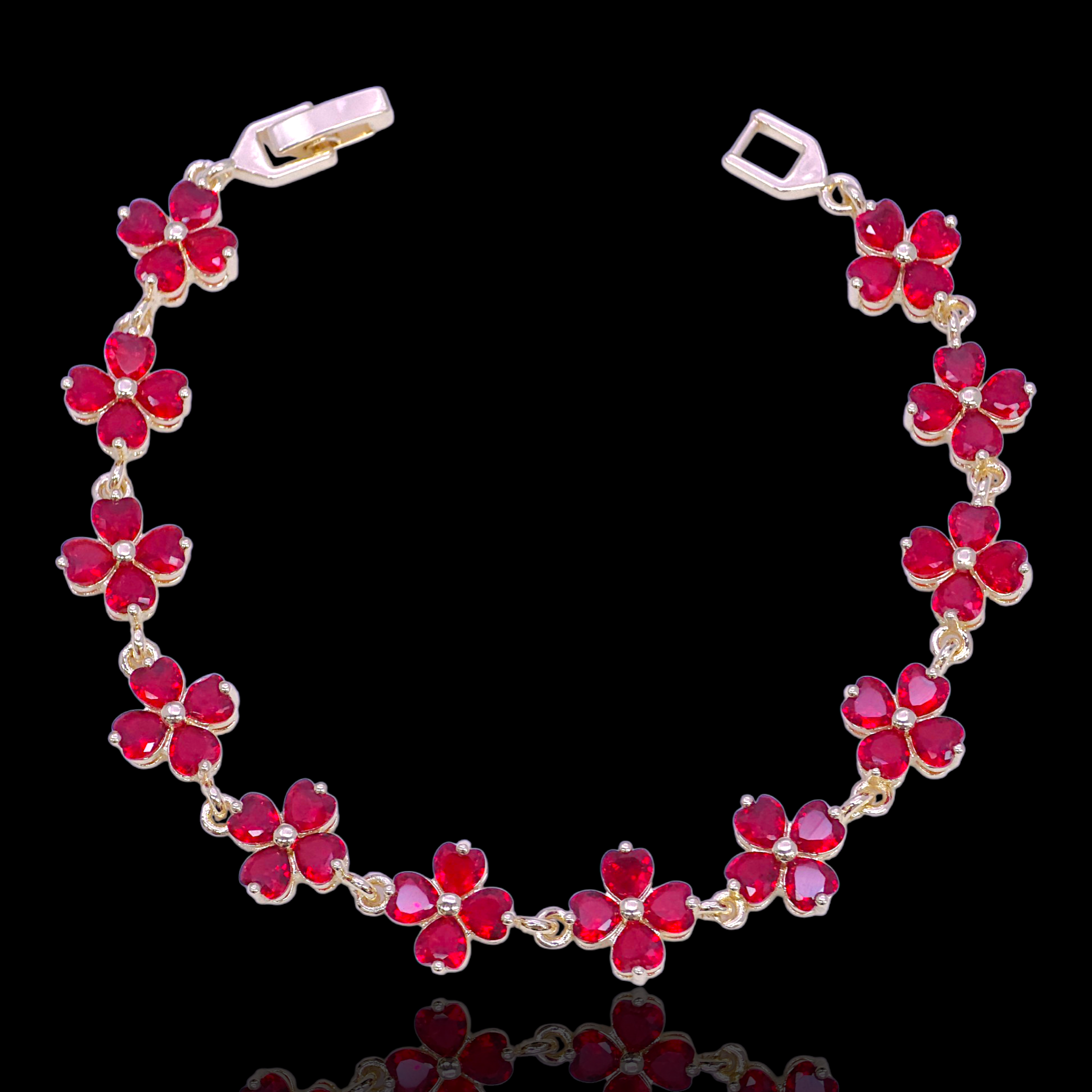 Gold Filled Oro Laminado Florentine Clover Zirconia Bracelet