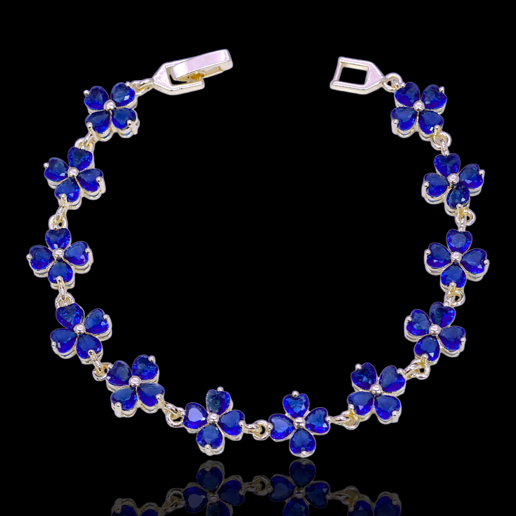 Gold Filled Oro Laminado Florentine Clover Zirconia Bracelet